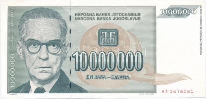Jugoszlávia 1993. 10.000.000D T:I- Yugoslavia 1993. 10.000.000 Dinara C:AU