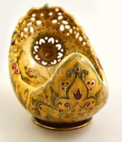 Zsolnay historizáló áttört jardiniere, kézzel festett porcelánfajansz, apró kopással, jelzett (TJM) ...