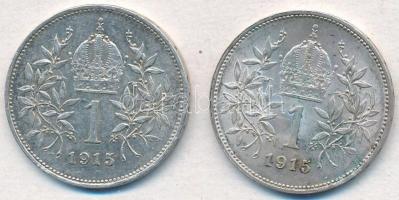Ausztria 1915. 1K Ag "Ferenc József" (2x) T:1-
Austria 1915. 1 Corona "Franz Joseph&...