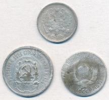 3db-os vegyes külföldi rossz tartású és sérült ezüstpénz tétel T:3 ü. 3pcs of various silver coins in bad condition C:F ding