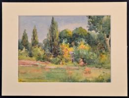 Olvashatatlan jelzéssel: Liget. Akvarell, papír, 17×24 cm