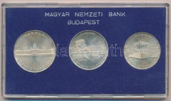 1956. 10Ft + 20Ft + 25Ft Ag "Tízéves a Forint" sor kék MNB tokban T:1,1- kis patina Adamo EM4, EM5, EM6