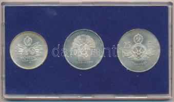 1956. 10Ft + 20Ft + 25Ft Ag "Tízéves a Forint" sor kék MNB tokban T:1,1- kis patina Adamo ...