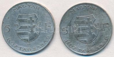 1947. 5Ft Ag "Kossuth" (2x) T:2,2- ph