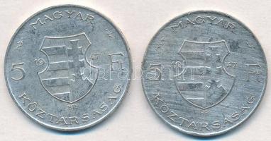 1947. 5Ft Ag "Kossuth" (2x) T:2,2- ph
