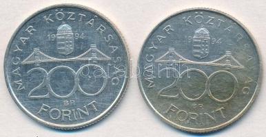 1994. 200Ft Ag "Deák" (2x) T:2 patina