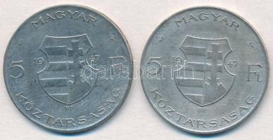 1947. 5Ft Ag "Kossuth" (2x) T:2,2-