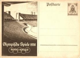 1936 Olympische Spiele Berlin / XI Olympiad / Summer Olympics, Olympic Games in Berlin. advertisement card, 6+4 Ga. s: Georg Fritz (EK)