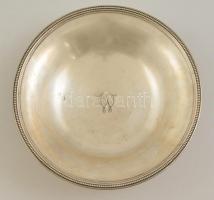 cca 1920 Monogramos talpas fém kínáló, jelzett, d: 24,5 cm, m: 8,5 cm