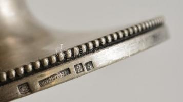 cca 1920 Monogramos talpas fém kínáló, jelzett, d: 24,5 cm, m: 8,5 cm