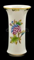 Herendi Viktória mintás porcelán kis váza, kézzel festett, jelzett, kis kopásnyomokkal, m: 11,5 cm