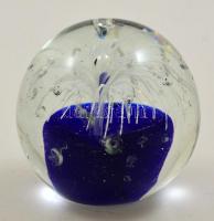 Többrétegű fújt színes buborékos üvegnehezék, apró karcolásokkal, jelzés nélkül m: 8 cm