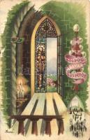 4 db RÉGI Bozó irredenta üdvözlőlap / 4 pre-1945 Hungarian irredenta greeting ar tpostcards by Bozó