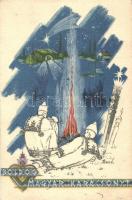 4 db RÉGI Bozó irredenta üdvözlőlap / 4 pre-1945 Hungarian irredenta greeting ar tpostcards by Bozó