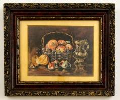 Jelzés nélkül: Asztali csendélet. Akvarell, papír, üvegezett keretben, 10×13,5 cm