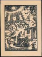Conrad Gyula (1877-1959): Mária a kis Jézussal, fametszet, papír, jelzés nélkül, 22×16,5 cm