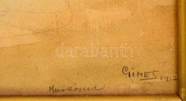 Gimes jelzéssel: Vasárnap mezőkövesdi népviseletben. Akvarell-ceruza, papír, üvegezett keretben, 48×...