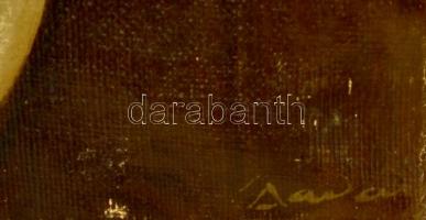 Dunai jelzéssel: Kalapos pipázó férfi portré. Olaj, vászon, keretben, 50×40 cm