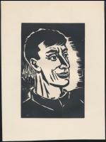 Frans Masereel (1889-1972): Önarckép, fametszet, papír, jelzett a metszeten, 16×11 cm