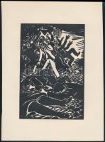 Frans Masereel (1889-1972): Tüntetők, fametszet, papír, jelzett a metszeten, 16×11 cm