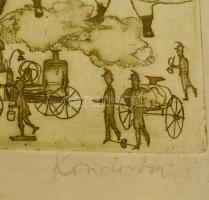 Kondor Lajos (1926-2006): Nürnberg I. Rézkarc, papír, jelzett, sorszámozott 6/100 18x23 cm Üvegezett...