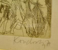 Kondor Lajos (1926-2006): Nürnberg II. Rézkarc, papír, jelzett, sorszámozott 6/100 18x23 cm Üvegezet...
