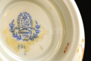 Herendi virágmintás csésze és alj, Kézzel festett, jelzett, hibátlan