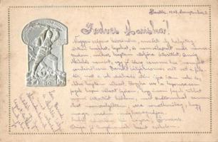 1918 Cs. és kir. 50. gyalogezred tábori levelezőlapja / K.u.K. Inf. Rgt. 50. Iwangorod-Mt. Cimone-Arsiero. Silver Emb. (fa)
