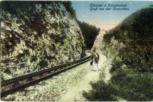 Kárpátok, vasúti sín / Carpathian mountains, railway line