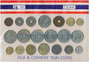 Thaiföld ~1970-1980. 20db-os vegye szuvenír érme szett T:vegyes Thailand ~1970-1980. 20pcs of coins in souvenir set C:mixed