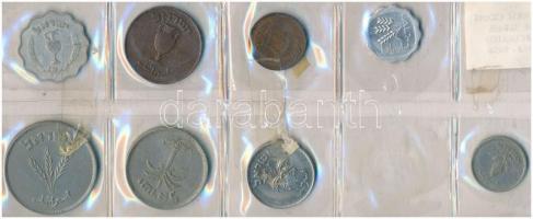 Izrael ~1949-1960. 1a-250p (8xklf) érmék fóliatokban T:2 Israel ~1949-1960. 1 Agora - 250 Pruta (8xdiff) coins in foil packing C:XF