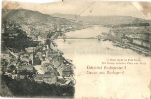 1898 Budapest I. Döbrentei tér, Lánchíd, Duna Buda és Pest között. Edgar Schmidt (b)