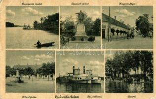 Kiskunlacháza, hajóállomás, községháza, strand, nagyvendéglő, Kossuth szobor, Duna part (EK)