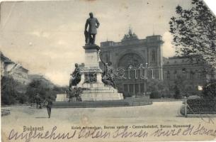 1904 Budapest VII. Keleti pályaudvar, vasútállomás, Baross szobor (EM)