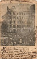 1903 Budapest VI. Párisi Nagy Áruház égése után, tűzvész, tűzoltószerek. Kiadja Gelbmann G. (EK)