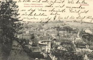 Budapest I. Látkép a Gellérthegyről, Szent Gellért szobor, Döbrentei tér, Királyi vár (EK)