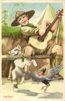 10 db RÉGI használatlan Cserkész Levelezőlapok Kiadóhivatal cserkész motívumlap, Márton L. szignóval...