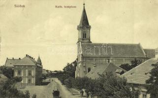 Siófok, Katolikus templom, utca. Sámuel Adolf kiadása (EK)