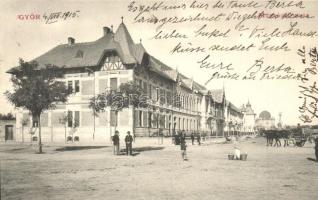 1915 Győr, Munkácsi utca, zsinagóga a háttérben