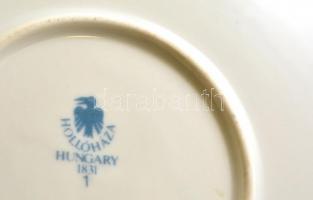 Hollóházi Szász Endre által tervezett hamutartó, doboz, tányér, matricás, jelzett, aranyozás kissé k...