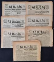 1915-1917 Az Ujság 7 száma, benne az I. világháborúval kapcsolatos, korabeli írásokkal. Változó állapotban, szakadásokkal.