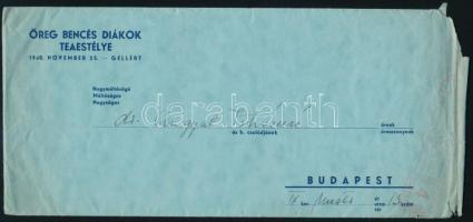 1940 Öreg Bencés Diákok teaestéjének meghívója és borítékja, valamint a meghívókat megrendelő lapja,...