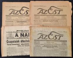 1916-1917 Vegyes újság tétel, 4 db:  A Nap 1 db, és Az Est 3 db száma. Benne I. világháborús írásokkal, szakadásokkal.