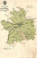 1900 Győr, Győr vármegye térképe. Kiadja Károlyi Gy. / map of Győr county (EK)