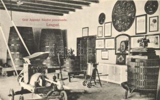 1908 Lengyel, Gróf Apponyi Sándor pincészete, belső, boroshordók. Kiadja a Lengyeli uradalmi kasznári hivatal (apró lyuk / tiny hole)