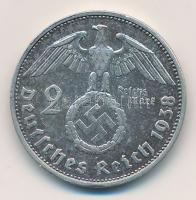 Német Harmadik Birodalom 1938G 2M Ag "Hindenburg" T:2 patina 
German Third Reich 1938G 2 ...