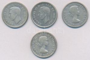 Kanada 1940-1957. 10c Ag (4xklf) T:2,2- 
Canada 1940-1957. 10 Cents Ag (4xdiff) C:XF,VF