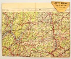 cca 1930 Lyon és környékének autós térképe / Car map of Lyon area 100x100 cm