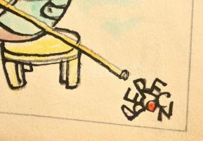 Berecz jelzéssel: 6 db humoros rajz. Vegyes technika. 30x23 cm