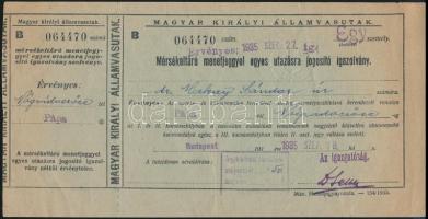 1935-1944 2 db vasúti utazási igazolvány